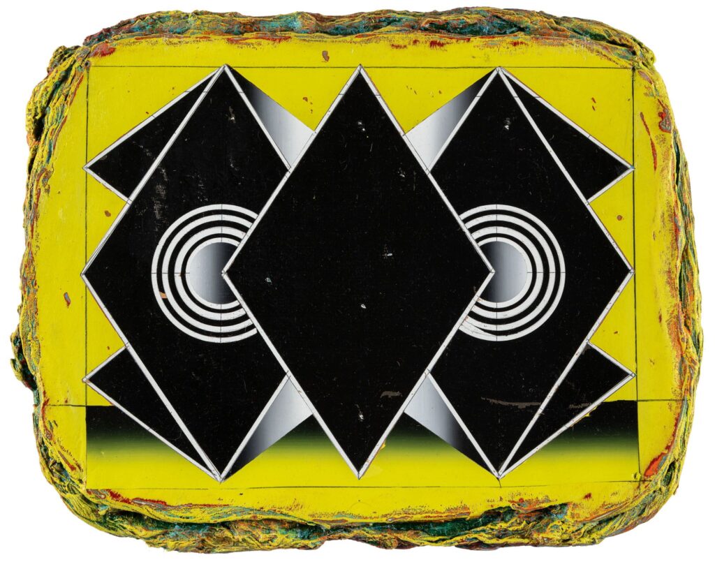 Untitled, acrylic and wax pastel on wooden panel, 30x40cm, 2023