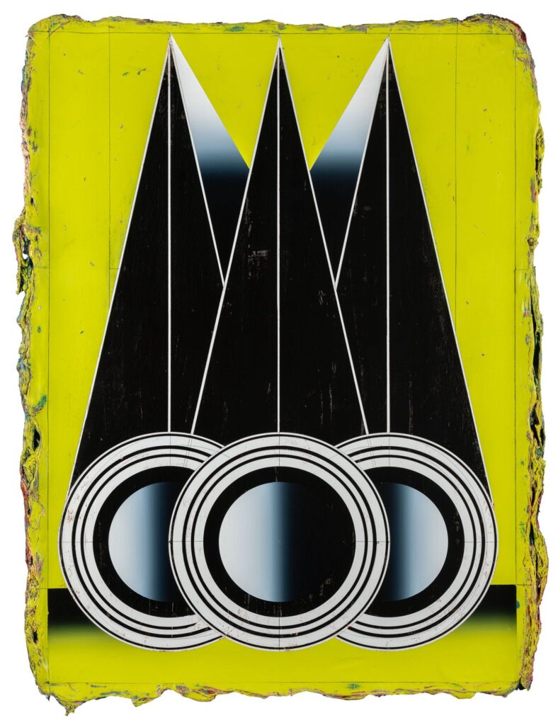 Untitled, acrylic and wax pastel on wooden panel, 140x100cm, 2023