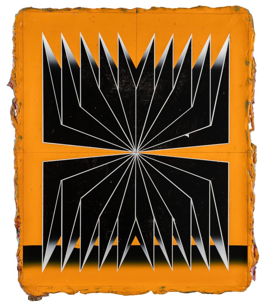 Untitled, acrylic and wax pastel on wooden panel, 150x120cm, 2023