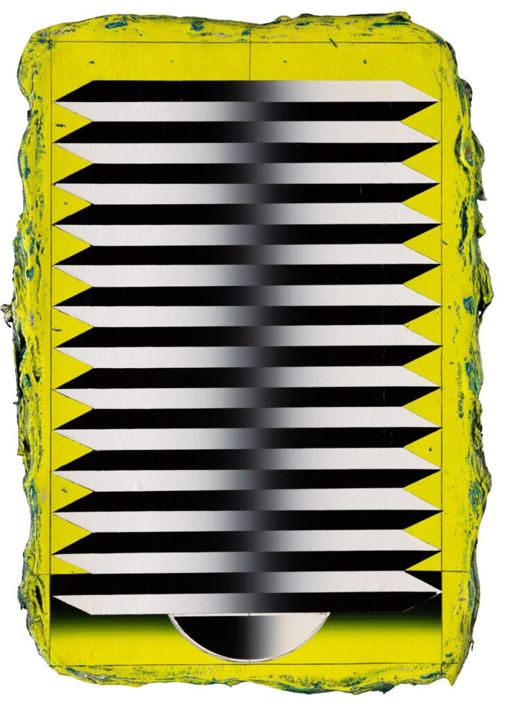 Untitled, acrylic and wax pastel on wooden board, 65x45cm, 2022-2024