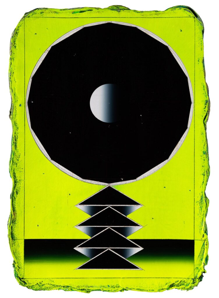 Untitled, acrylic and wax pastel on wooden board, 65x45cm, 2022-2024