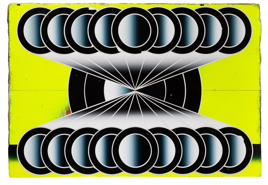 Untitled, acrylic and wax pastel on wooden board, 80x120cm, 2023-2024