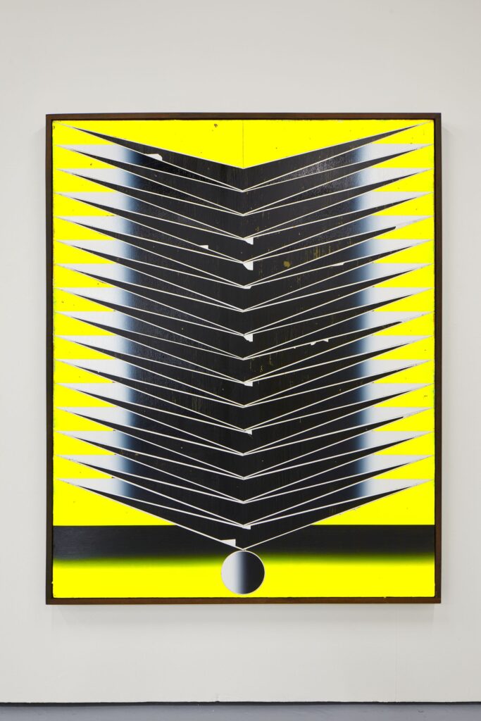 Untitled, acrylic and wax pastel on board, frame, 200x160cm, 2023