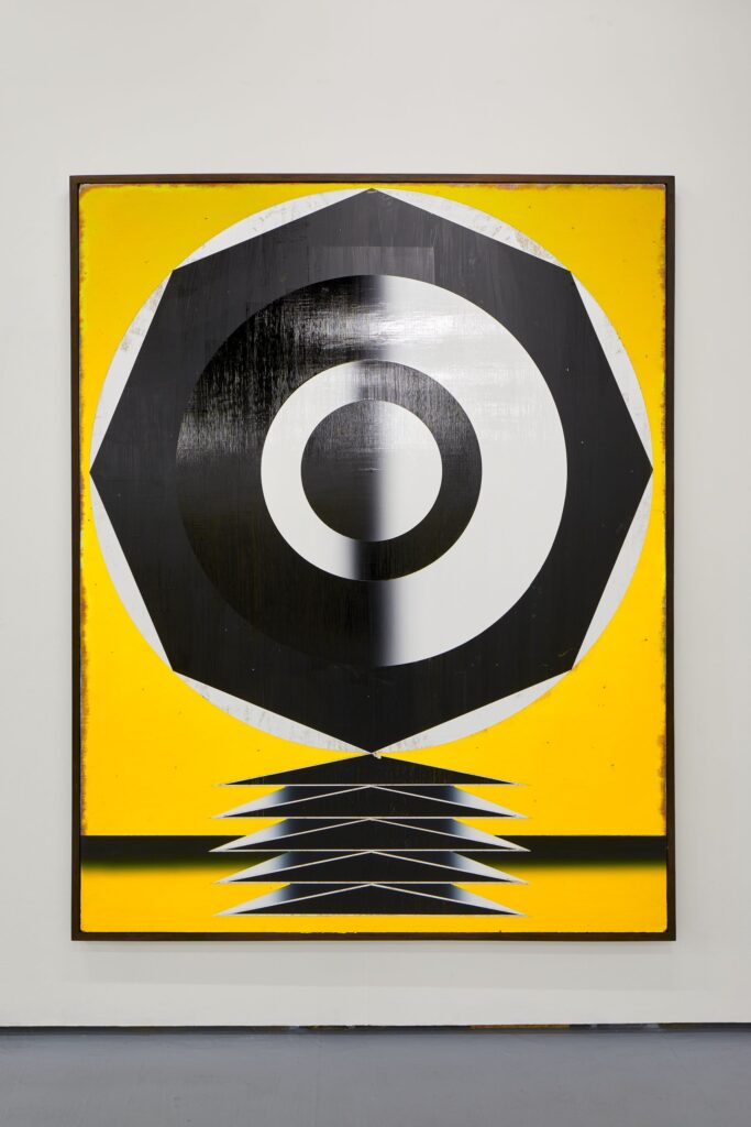 Untitled, acrylic and wax pastel on board, frame, 230x180cm, 2023