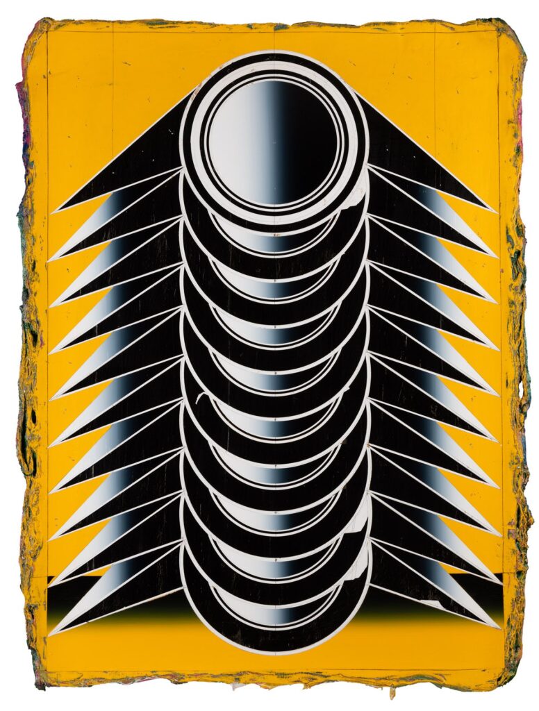 Untitled, acrylic and wax pastel on wooden board, 145x110cm, 2023-2024