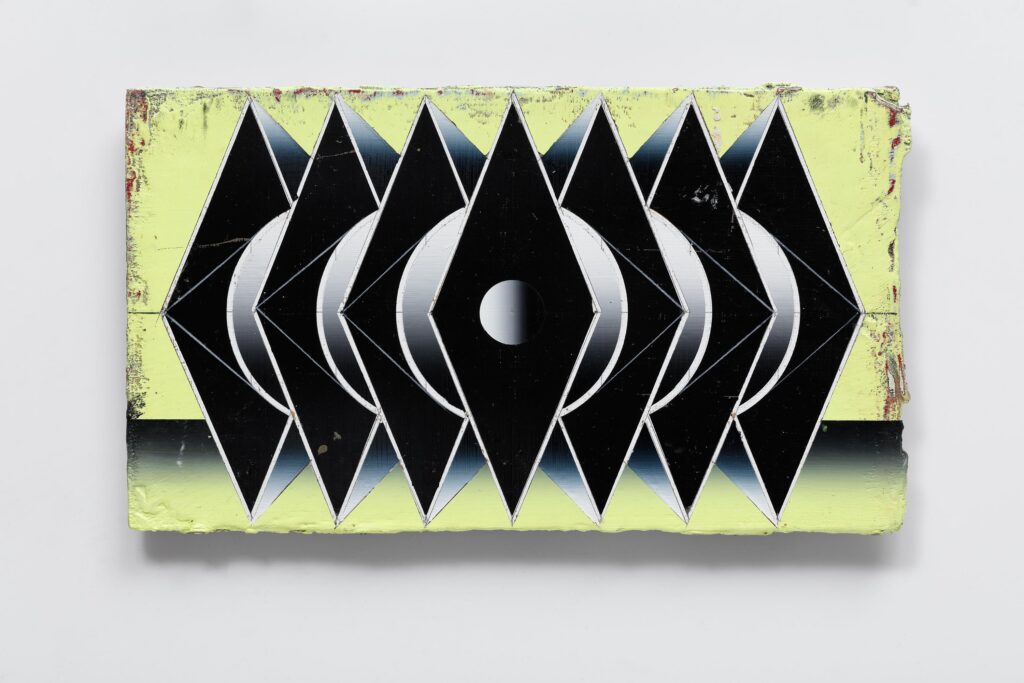 Untitled, acrylic and wax pastel on wood board, 20x35cm, 2019-2024