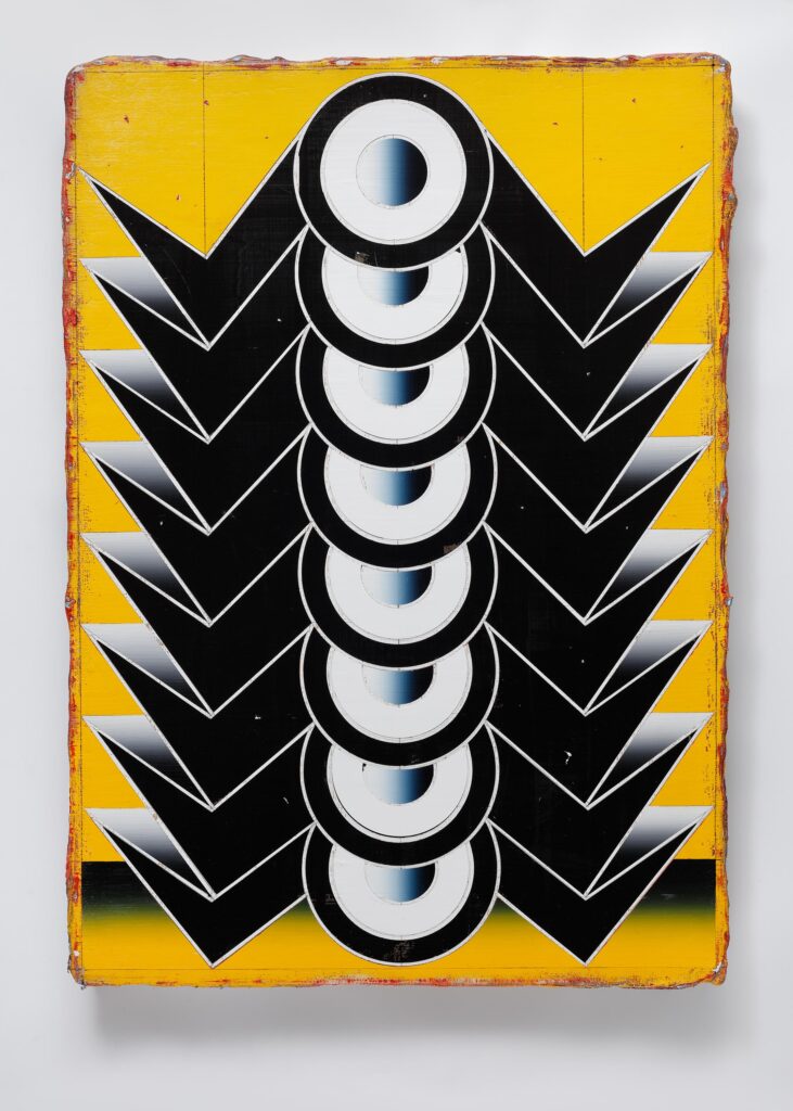 Untitled, acrylic and wax pastel on wood board, 100 x 70cm, 2021-2024