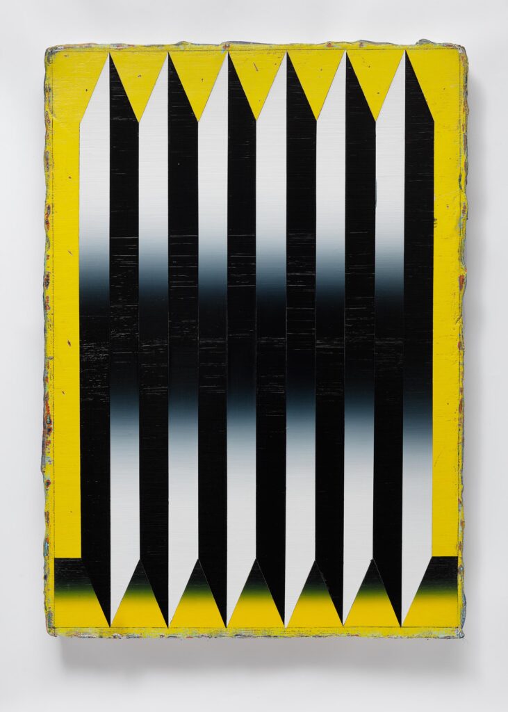 Untitled, acrylic and wax pastel on wood board, 100x70cm, 2021-2024