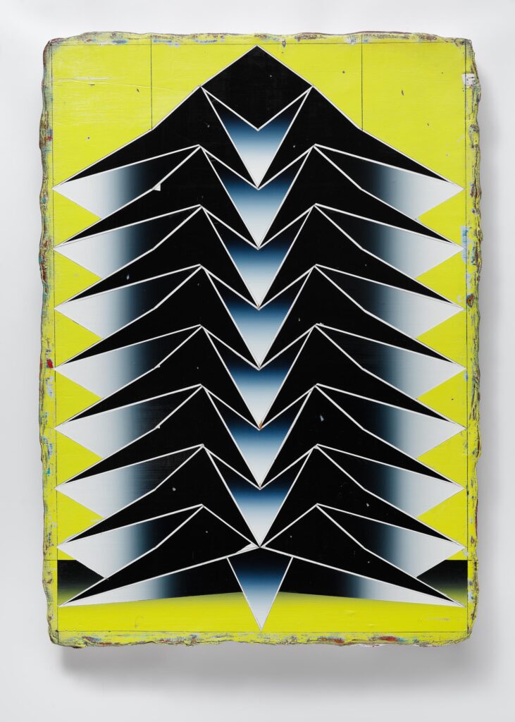 Untitled, acrylic and wax pastel on wood board,100x70cm, 2021-2024