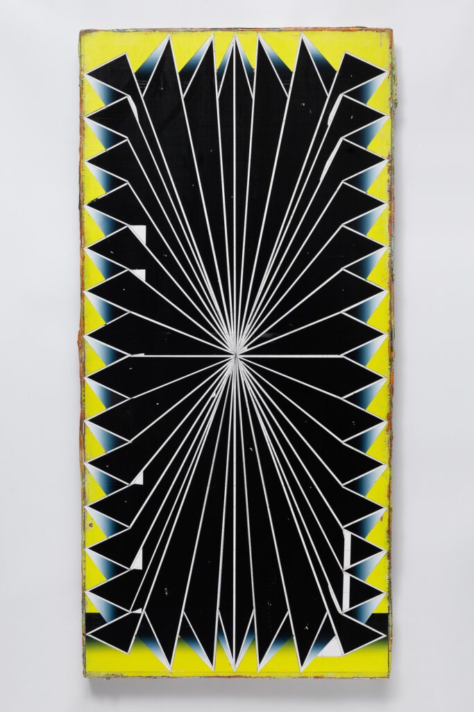 Untitled, acrylic and wax pastel on wood board, 121x57cm, 2023-2024