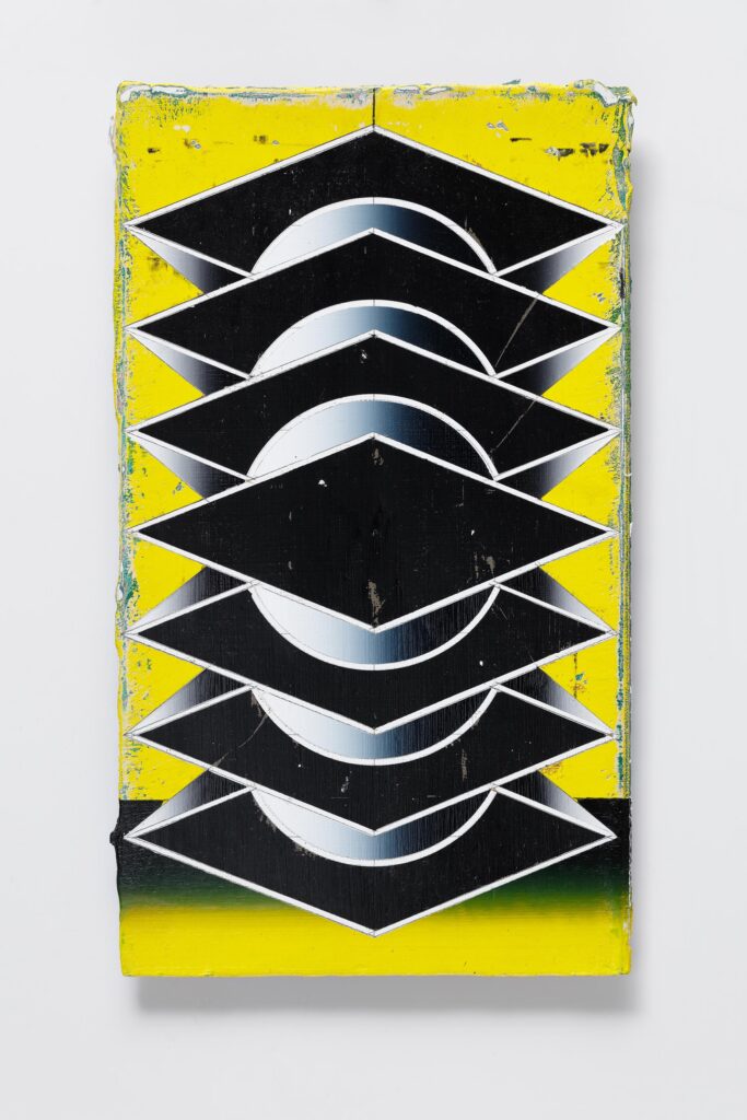 Untitled, acrylic and wax pastel on wood board, 35x20cm, 2023- 2024