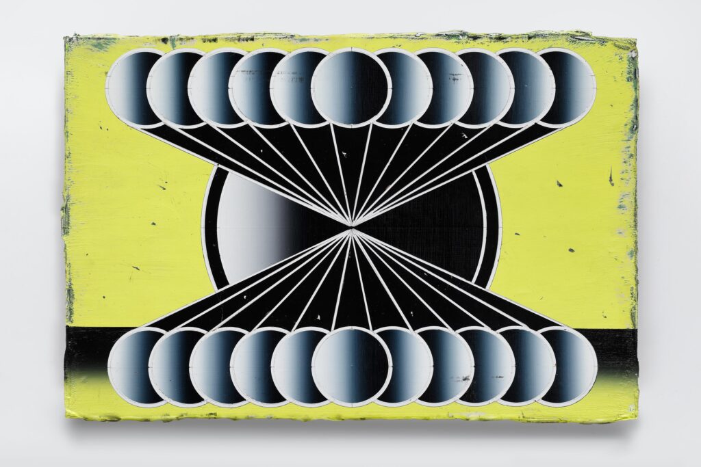 Untitled, acrylic and wax pastel on canvas, 30x45cm, 2023