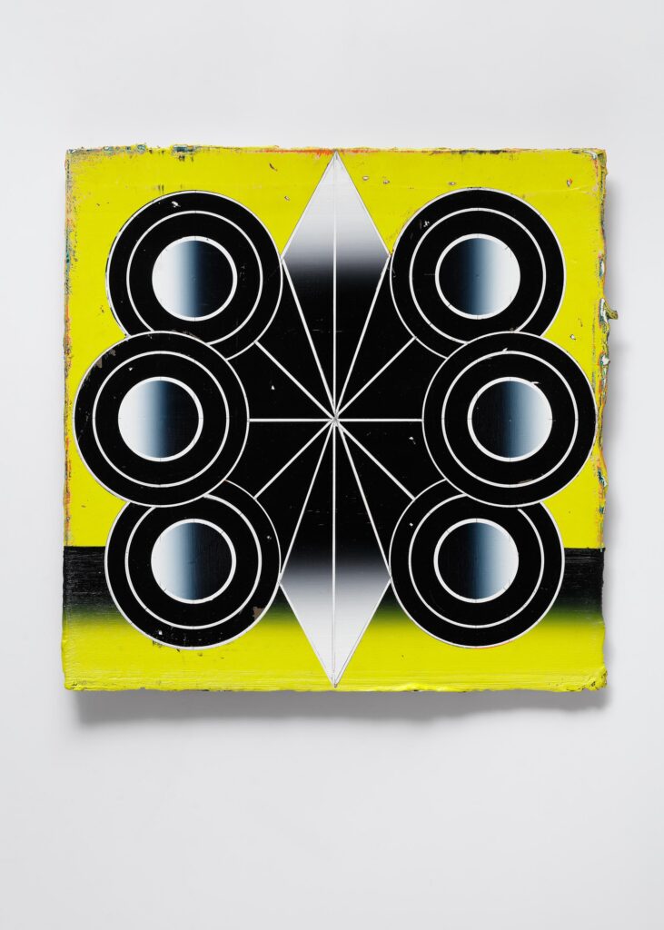 Untitled, acrylic and wax pastel on wood board, 40x40cm, 2023