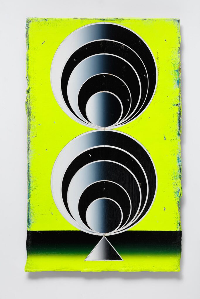 Untitled, acrylic and wax pastel on wood board, 50x30cm, 2023