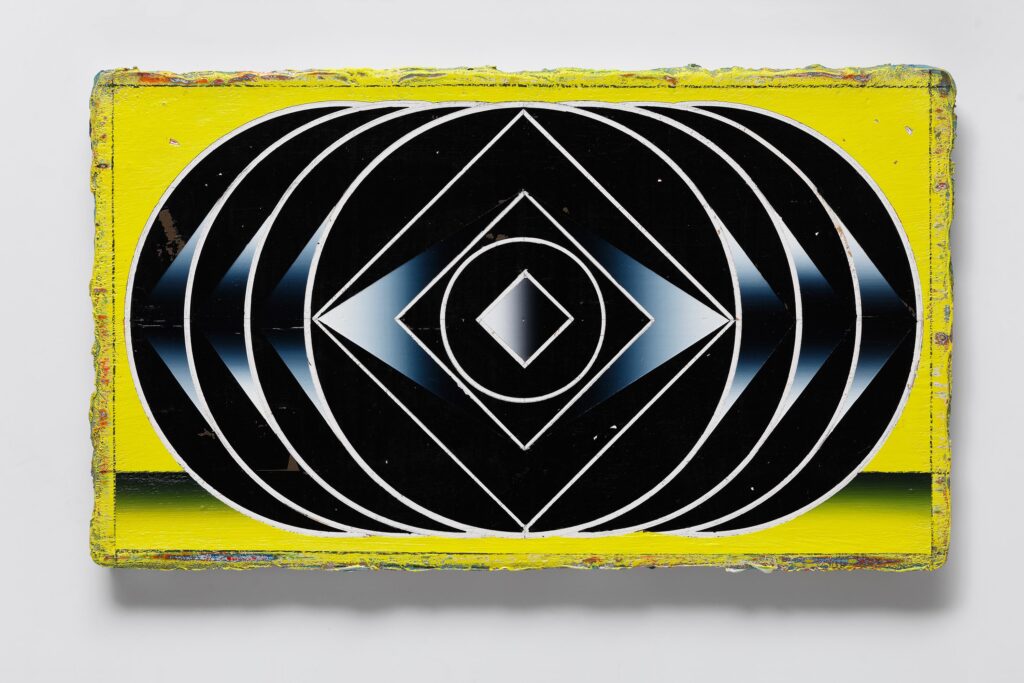 Untitled, acrylic and wax pastel on canvas, 24x42cm, 2024