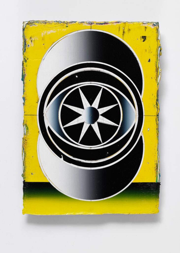 Untitled, acrylic and wax pastel on wood board, 30x20cm, 2024