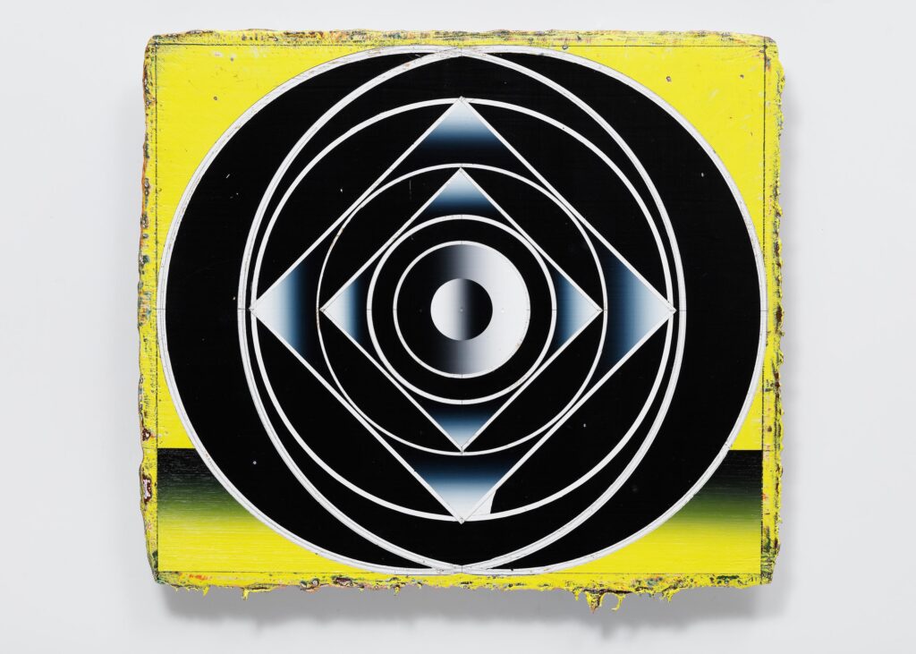 Untitled, acrylic and wax pastel on wood board, 39x44,5cm, 2024