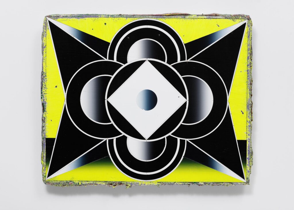 Untitled, acrylic and wax pastel on wood board, 39x48cm, 2024