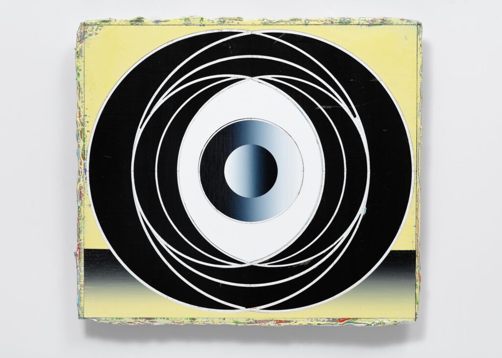 Untitled, acrylic and wax pastel on wood board, 45x40cm, 2024