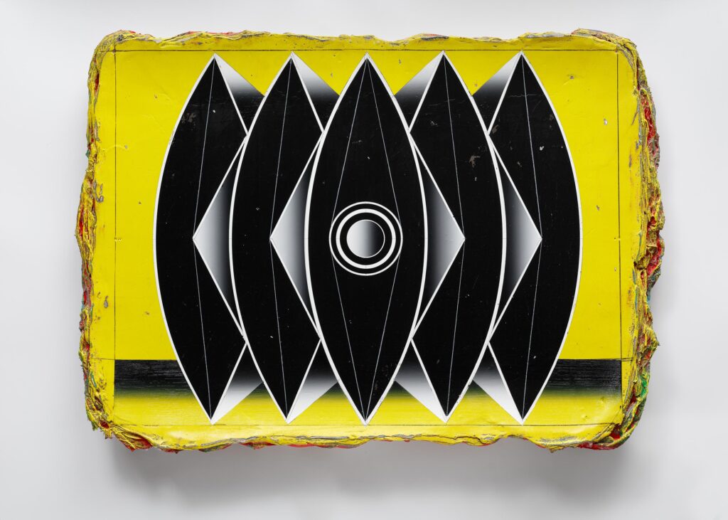 Untitled, acrylic and wax pastel on wood board, 70-100cm, 2021-2024