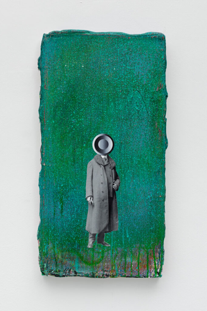 Untitled, 2025, acrylic and collages on canvas, 60x40 cm