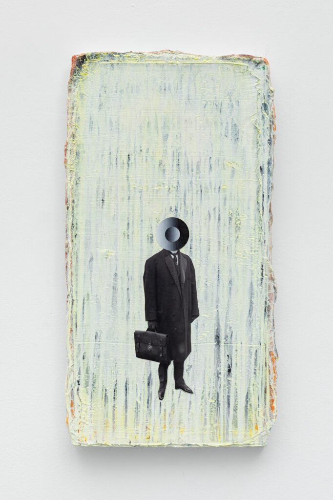 Untitled, 2025, acrylic and collages on canvas, 60x40 cm
