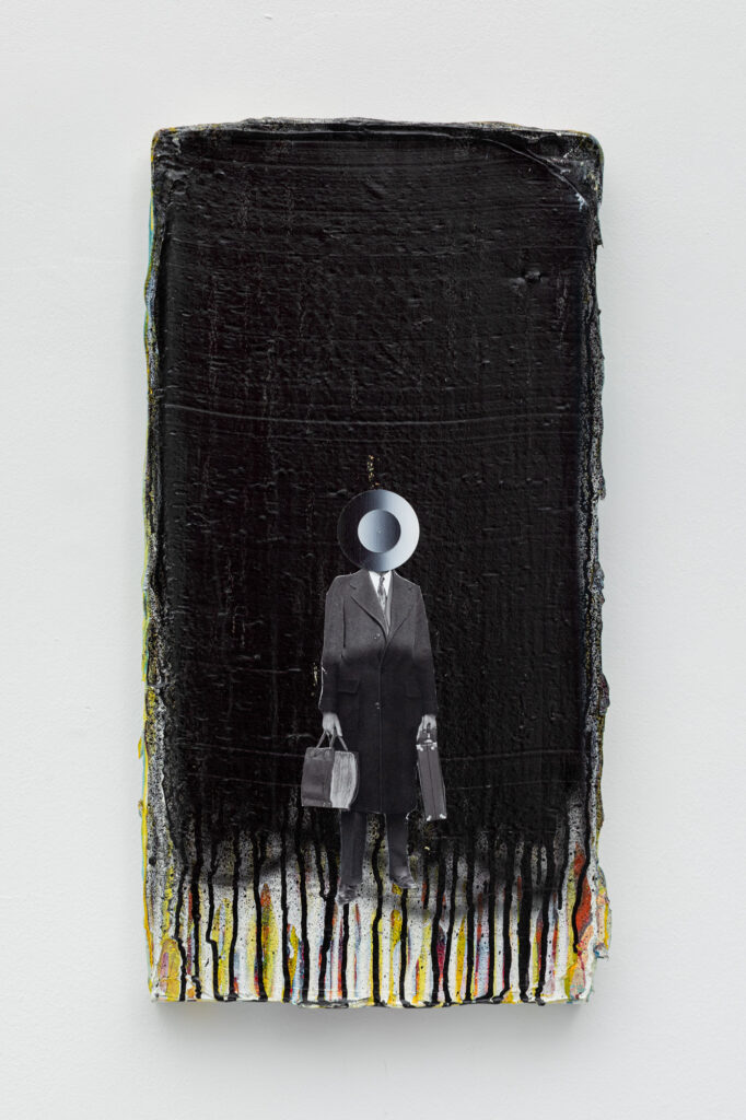 Untitled, 2025, acrylic and collages on canvas, 60x40 cm