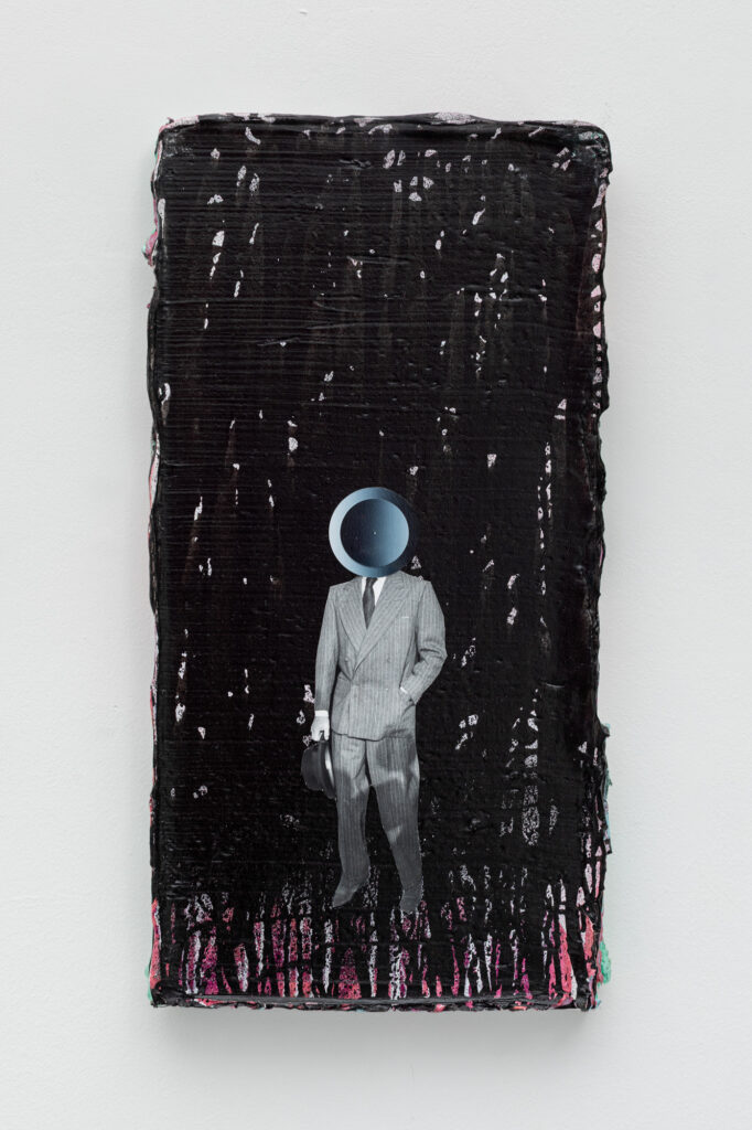 Untitled, 2025, acrylic and collages on canvas, 60x40 cm